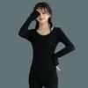 Roupa Térmica Listrada Vertical para Mulheres, Novo Estilo de Outono, Conjunto Térmico Ribbed Sem Costura Slim-Fit com Sensação de Pele Nua