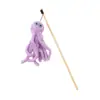 Brinquedo para gato tipo vara com polvo de pelúcia, cabo de madeira com guizo, polvo colorido, vara para provocar gato, brinquedo de gato, atacado em estoque
