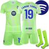 242519 Yamal 9 Levan 10 Messi Basser verde fluorescente Barcelona nuevo anuncio 2 uniforme de fútbol visitante