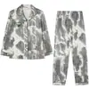 Pijama de Nuevo Estilo para Mujer de Celebridad de Internet, Conjunto de Manga Larga y Pantalón Largo, Ropa de Casa de Imitación de Algodón de Alta Gama, Adecuado para Primavera, Otoño e Invierno, Se Puede Usar Afuera