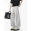 Calça de Moletom Desconstruída com Barra Curva Estilo Americano para Homens, Marca Tendência de Outono, Calça Casual Reta de Peso Pesado, Calça Longa Versátil de Perna Larga Solta