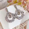 Pendientes de plata con forma de gota tachonados de diamantes, pendientes exagerados de moda de alta gama de nicho, pendientes de mujer de lujo ligero, únicos y elegantes