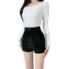 Shorts Feminino de Veludo Preto de Cintura Alta 2026 Outono/Inverno Novo Justo Elástico Plus Size Casual Linha A Outerwear Calças Bootcut