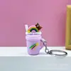 Llavero Colgante Creativo de Taza de Té con Leche y Helado de Dibujos Animados Regalo de Sorteo Infantil Bolsas de Regalo Adornos para Llavero de Coche