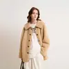 Casaco de pele de cordeiro com gola grande, caimento solto e casual, elegante, estilo americano novo outono-inverno 2026