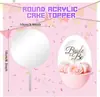 Adorno Acrílico para Pastel de 5 Pulgadas Redondo Transparente DIY Decoración de Pastel de Cumpleaños Personalizado Decoración para Boda