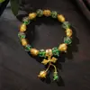 Hanyuyuan Cinza Fragrante Dourado Luminoso Folha de Ouro Esmaltado Mantra de Seis Caracteres Pulseira Pulseira Templo Ponto Turístico Joias Atacado