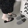 Pantuflas Cerradas Transpirables de Malla Hueca para Mujer 2025 Verano y Otoño Nuevas Moda Europea y Americana Nicho Sandalias de Deslizamiento Tejidas