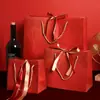 Bolsas de Regalo para el Festival de Medio Otoño, Bolsas de Regalo de Año Nuevo, Bolsas de Papel Festivas Rojas de Lujo Ligero, Bolsas de Regalo de Cumpleaños Listas para Usar
