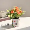 Novo Pequeno Rosa Pastoral Bonsai Flor Artificial Criativa Decoração de Casa Estúdio de Fotografia Enfeites Planta Verde Artificial Planta em Vaso Artificial