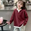2026 Nova Roupa de Outono/Inverno para Meninas Tendência Bebê Manga Longa Tricô Waffle Nicho Falso Duas Peças Top