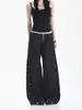 Calça Jeans Masculina Feminina Desconstruída com Botão e Lâmina Curva Calça Jeans Casual com Caimento Solto de Perna Larga Comprimento no Chão Tendência