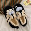 Sapatos de Algodão Femininos de Inverno Retrô Divertidos Temáticos de Urso com Forro de Lã Quente Cobertura Total para Exterior Estilo Birkenstock Tendência Ins