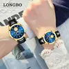 Reloj de cuarzo marca longbo dropshipping simple casual reloj de pareja correa de cuero impermeable reloj de pareja par