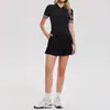 Traje Deportivo Transfronterizo Manga Corta Adelgazante Yoga Falda de Tenis Shorts Pantalones Cortos de Running Solapa Verano Ropa de Fitness Conjunto de Dos Piezas