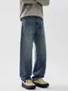 Pantalones vaqueros largos casuales Muqiu para hombre, de cuatro vías de estiramiento, lavados, desgastados, de alta gama, estilo vintage old money