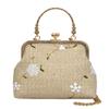 Bolso Pequeño de Encaje de Paja Nuevo Transfronterizo Bolso de Mujer 2024 Nuevo Estilo Fresco Bolso de Hombro Tejido Boca Dorada Bolso Bandolera