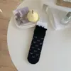 Calcetines Dulces tipo Ballet con Lazo para Mujer, Verano Finos Calados Transpirables Estilo Japonés con Volantes a Media Pantorrilla