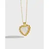 558 Collar de Plata de Ley S925 Estilo Coreano Versátil Encaje Nácar Amor Cadena Corta Joyería Joyería de Plata para Estudiantes Mujeres