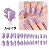 Unhas Postiças Cor Sólida Olho de Gato, Pontas de Unha Médio-Curtas em Formato Amêndoa, Pontas de Unha Pré-Fabricadas Olho de Gato com Glitter, Adesivos de Unha Postiça, Transfronteiriço