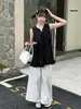 Conjunto de Camiseta sin Mangas de Muñeca y Pantalones de Pierna Ancha para Niñas de Verano, Ropa Nueva para Niños, Conjunto de Dos Piezas de Chaleco y Pantalones Cortos para Niñas