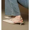 Primer Encuentro con el Look de Socialité Adelgazante~Sandalias de Tacón de Gato Finas de 4 cm para Mujer, Verano, Punta Fina, Tira Cruzada, Tacones Altos Mary Jane OL