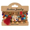 Conjunto de Cuentas de Madera Cadena Combinación Pulsera Aleación Rosa Hecho a Mano Moderno Pulsera de Moda HY-2774