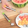 Tenedor de Fruta Acero Inoxidable Cuchara para Melón Cortador de Fruta Cuchara para Bolas de Helado Cuchara Multifuncional para Frutas Tallada