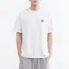 Camiseta de Algodón de Seda de Hielo con Estampado Blanco, Cuello Redondo, Manga Corta, para Hombre, Verano 2026, Nueva, Holgada, Fresca, Delgada, Manga Corta