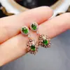 Venta al por mayor de fábrica Pendientes Populares de Diopsido Natural con Incrustaciones de Plata S925 Piedra Principal 3*4 Joyería de Lujo Venta Directa de Fábrica