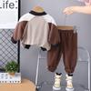 Ropa infantil transfronteriza, primavera, nuevo traje de bebé con cremallera a juego de colores, traje deportivo informal de manga larga, traje de dos piezas