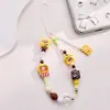 Lindo y fresco cordón para teléfono con cuentas de fresa, adecuado para todas las fundas de teléfono, correa de muñeca anticaída