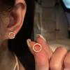 Pendientes de plata con forma de círculo de circonita y aguja, con personalidad de nicho, sencillos y de alta gama, pequeños y elegantes, para mujer.