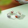 Pendientes de clip de alta gama con diseño de ciervo, plata de ley S925, jaspe rojo del sur, retro, con espigas de trigo, nuevos nichos chinos elegantes que combinan con todo.