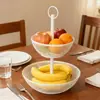 Plato de Fruta Creativo de Doble Capa Nórdico, Bandeja de Fruta de Hierro Forjado, Cesta de Bocadillos para Sala de Estar, Cesta de Almacenamiento de Escritorio para el Hogar, Estilo Europeo Venta al por Mayor de Fábrica