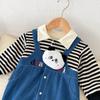 Ropa de Bebé, Ropa de Invierno, Mameluco para Bebé Niño, Lindo y Súper Lindo Luna Llena Mezclilla Falso Dos Piezas Forro Polar Pantalones Harem Otoño e Invierno