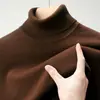 Suéter Casual Simple de Color Sólido para Hombre, Mezcla de Lana, Cuello Alto, Tejido para Otoño e Invierno, Suéter de Nuevo Estilo para Hombre