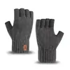 Guantes de Invierno para Hombre Transfronterizos a Prueba de Frío y Cálidos sin Dedos Estilo Coreano Moderno para Estudiante Escritura Otoño e Invierno Lana Cálidos Medio Dedo