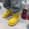 Botas de Nieve para Mujer Azul Dopamina con Cordones Suela Gruesa Forro de Felpa Cuero Mate Zapatos de Algodón Invierno Forro de Felpa Antideslizante 2026 Felpa Gruesa
