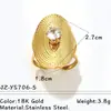 Anillo Nuevo de Acero Inoxidable Europeo y Americano Chapado en Oro de 18 Quilates, Anillo de Acero de Titanio Dorado con Circonita Incrustada de Diamantes de Lujo Accesible y de Moda Que No Se Desvanece