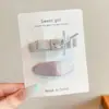 Acessório de cabelo doce estilo coreano para crianças: Presilha de cabelo laço em forma de coração prateado, presilha BB estrela de cinco pontas de tule elegante para meninas