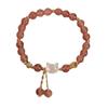 Lindo Brazalete de Cristal de Fresa Natural de Gato para Mujer Diseño Nicho Ins Sentido del Diseño Brazalete de Cristal para Estudiantes Regalo para Novia