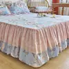 Faldón de Cama 100% Algodón Pieza Única Antideslizante Floral Estilo Simple Individual Doble Cubrecama Engrosado 1.8m Encaje de Algodón Puro Colcha