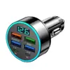 Carregador de carro transfronteiriço 4U2C com display digital, carregamento super rápido, carregamento flash universal para celular, 6 portas para acendedor de cigarro, atacado