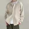 Cárdigan de punto con solapa y botones de estilo maduro de moda para otoño e invierno para hombre, ajuste casual holgado, chaqueta de punto relajada con hombros caídos
