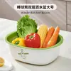 Cesta de Drenagem para Pia de Legumes Doméstica Fofa Multifuncional Bandeja de Frutas e Legumes de Camada Dupla Cesta de Armazenamento de Cozinha Frutas e Legumes