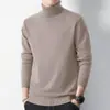 Suéter de cuello alto con solapa para hombre, tejido grueso de invierno con forro polar, capa base duradera, suéter de punto liso de alta gama