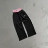 Pantalones de Chándal de Terciopelo Otoño e Invierno 2025 para Mujer Cintura Elástica Cordón Deportivo Bordado de Letras Holgado Recto Pantalones Casuales para Mujer