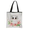 Bolsa de Tela de Gato de Dibujos Animados, Bolso de Hombro Grande de Poliéster Estampado para Mujer, Bolsa de Compras de Doble Capa para Salidas, Bolso Cruzado Versátil