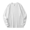 Recuerda preparar camiseta de algodón de manga larga para hombre primavera y otoño color liso camiseta interior top holgado camisa de base blanca para hombre